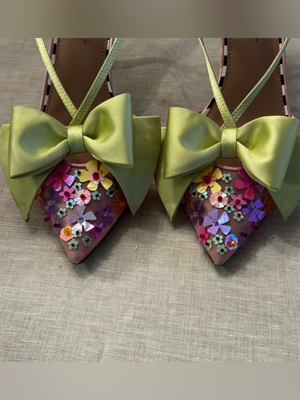 Betsey Johnson “Melisa Pink Multi” Floral Bow Heels - Size 11 - Picture 6 of 13